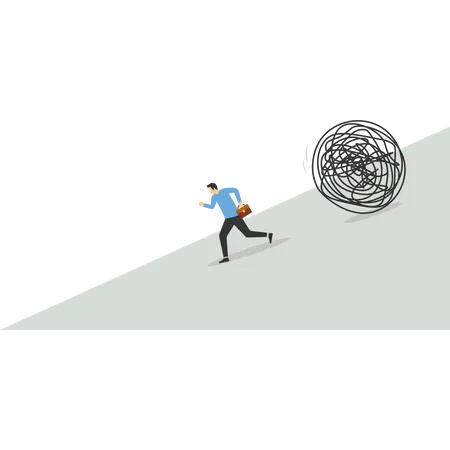 Fear Businessman Push Out Trouble Circle Financial Problem And Economic Crisis Avoid From Working Stress Vector Illustration Design Concept In Flat Style イラスト
