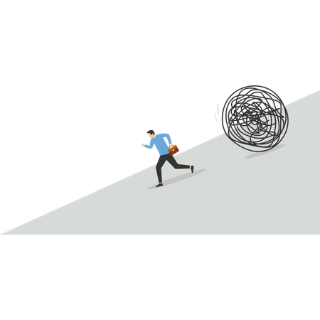 Businessman running away from business problem  Illustration