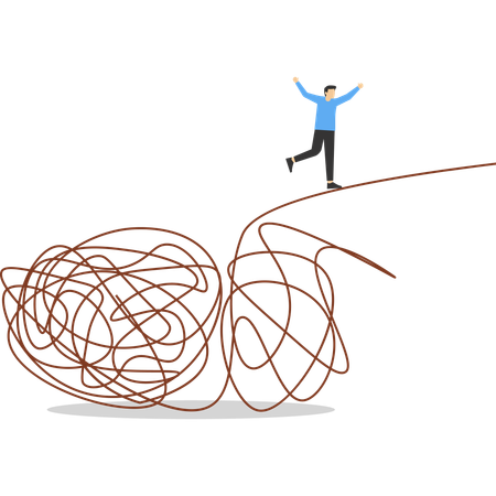 Businessman running away from chaos  Illustration