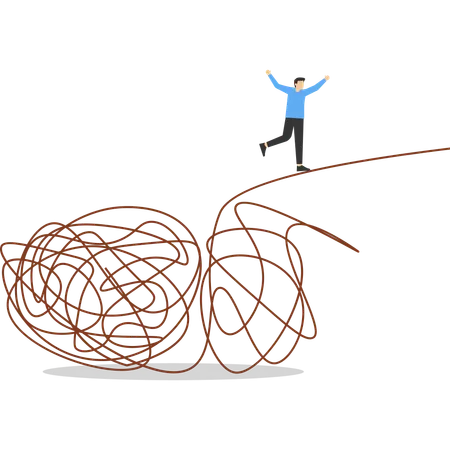 Businessman running away from chaos  Illustration