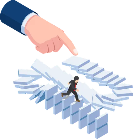 Businessman running away from debt  Illustration