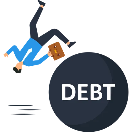 Businessman running away from debt  Illustration