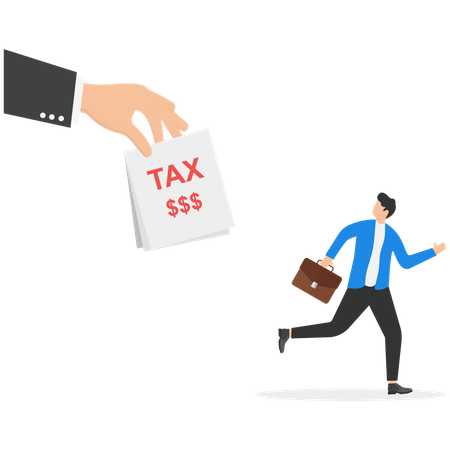 Businessman running away from tax  Illustration