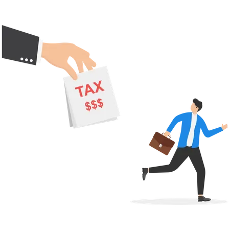 Businessman running away from tax  Illustration