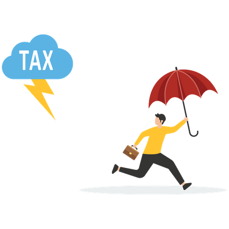 Businessman running away from tax  Illustration