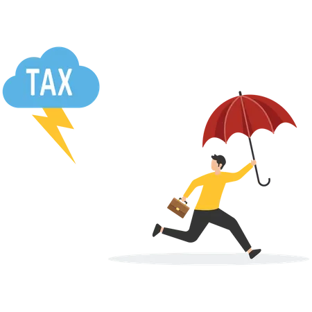 Businessman running away from tax  Illustration