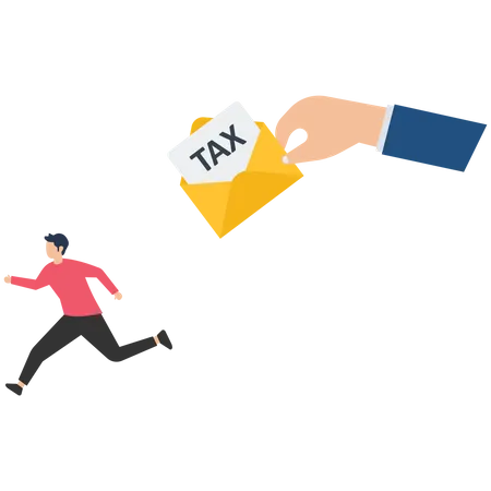 Businessman running away from tax  Illustration