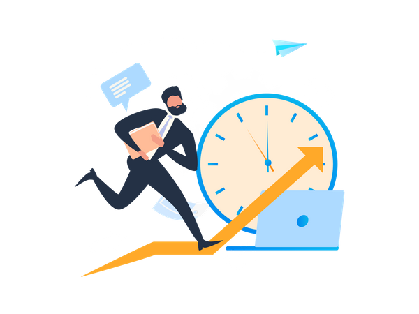 Businessman Running because of Work Problem and Schedule Organization  Illustration