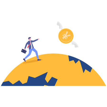 お金を追い求めるビジネスマン  イラスト