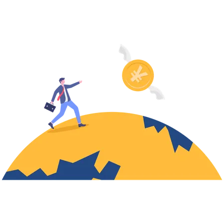 お金を追い求めるビジネスマン  イラスト