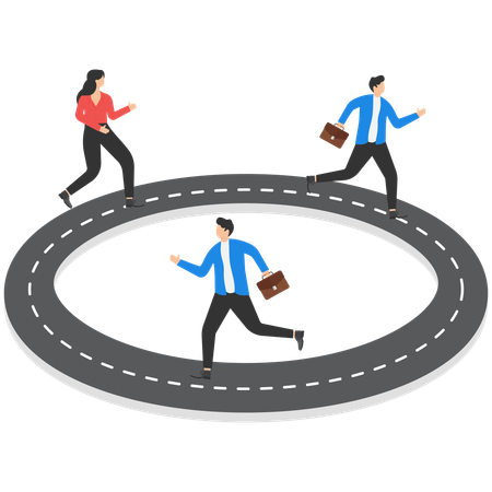 Businessman running business cycle  and endless routine work  Illustration