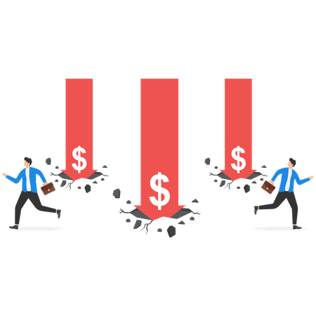 Businessman running due to crisis  Illustration