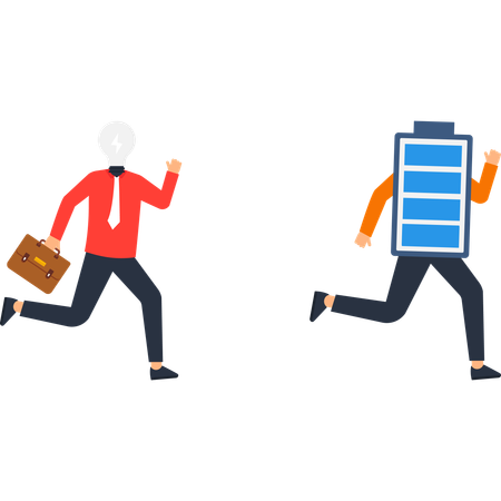 Businessman running for battery  Illustration