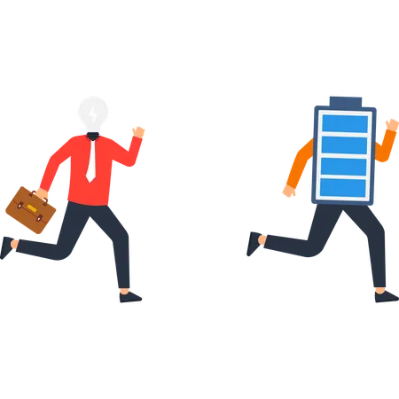 Businessman running for battery  Illustration