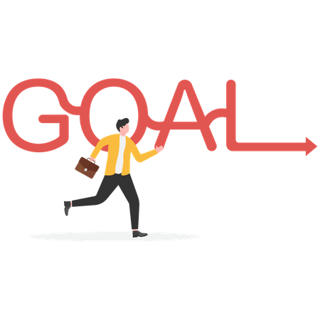 Businessman running for business goal  Illustration