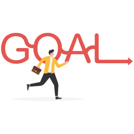Businessman running for business goal  Illustration