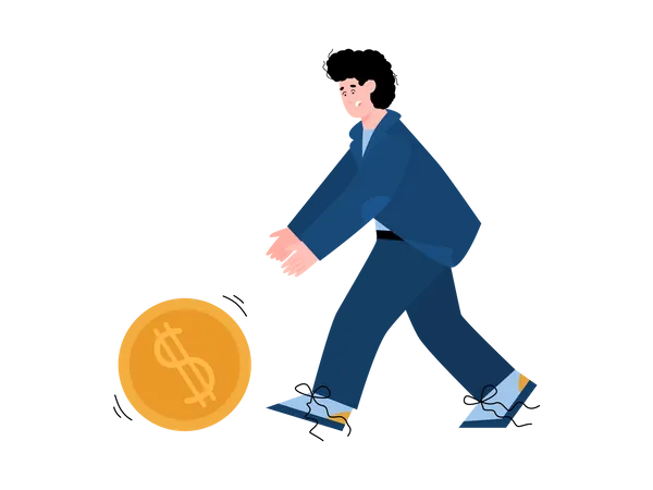 Businessman running for cash  Illustration