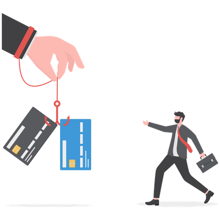 Businessman running for credit card  Illustration