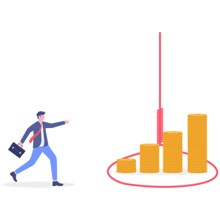 Businessman running for financial trap  Illustration