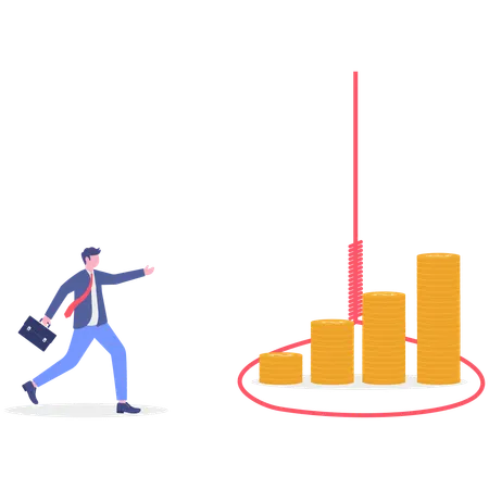 Businessman running for financial trap  Illustration
