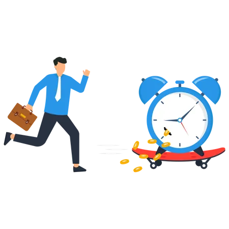 Businessman running for gain more time to do something  Illustration