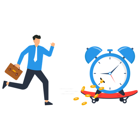 Businessman running for gain more time to do something  Illustration