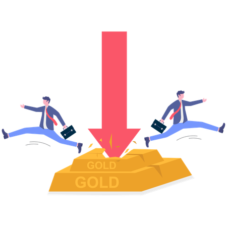 Businessman running for gold loss  Illustration