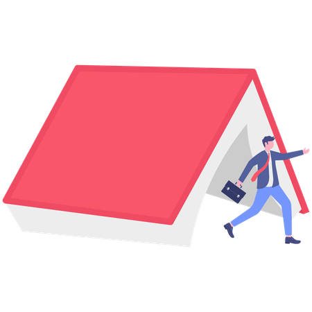 Businessman running for learning new skill  Illustration