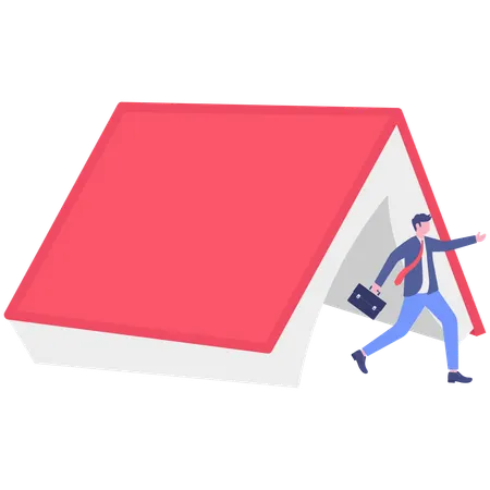 Businessman running for learning new skill  Illustration
