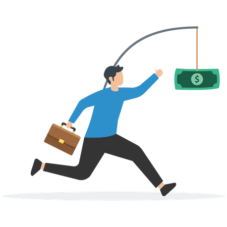 Businessman running for money  Illustration