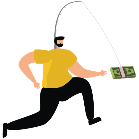 Businessman running for money  Illustration