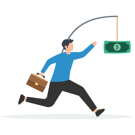 Businessman running for money  Illustration