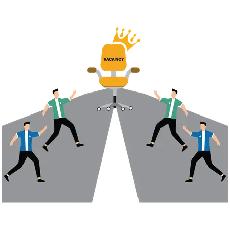 Businessman running for the crown-wearing office chair  Illustration