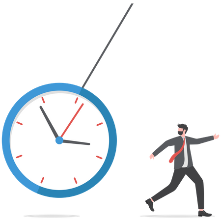 Businessman Running For Time Management  Illustration