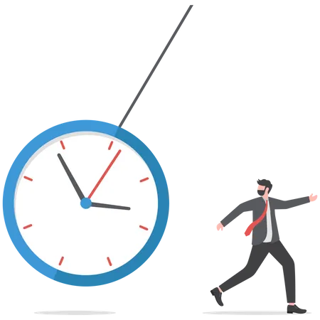 Businessman Running For Time Management  Illustration