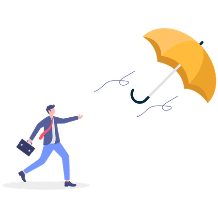 Businessman running for umbrella  Illustration