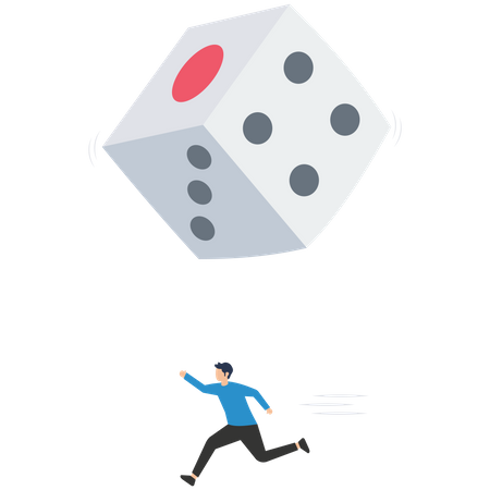 Businessman running form Dice  Illustration