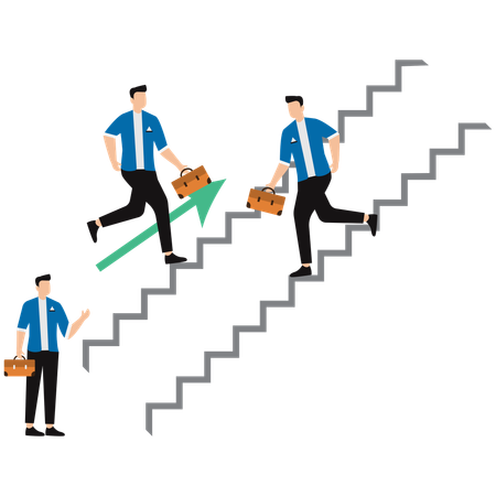 Businessman running from opposite end  Illustration