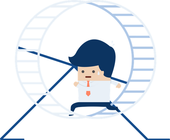 Businessman running in a hamster wheel Illustration
