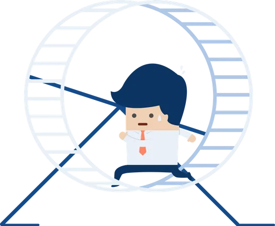 Businessman running in a hamster wheel Illustration