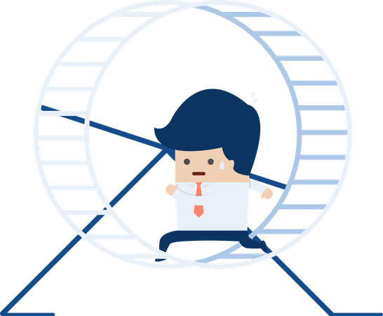 Businessman running in a hamster wheel  Illustration