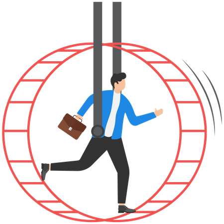 Businessman running in a rat wheel  Illustration