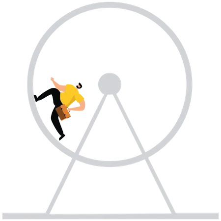 Businessman running in a rat wheel  Illustration