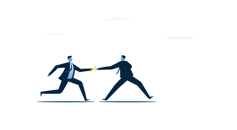 Businessman running in business competition with business partner Illustration