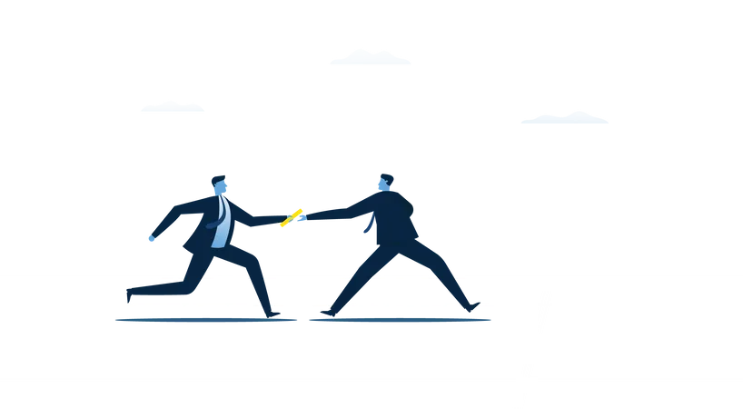 Businessman running in business competition with business partner Illustration