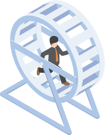 Businessman running in hamster wheel  Illustration