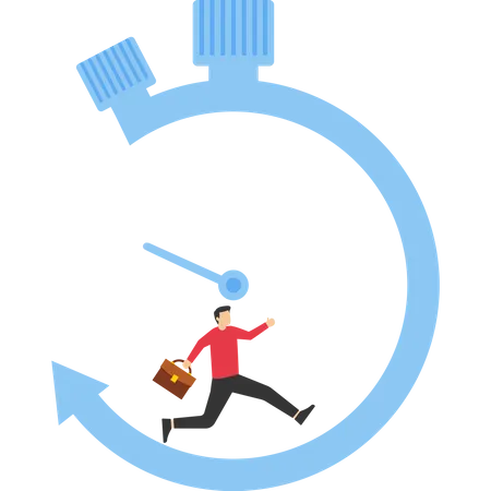 Businessman running in stopwatch  Illustration