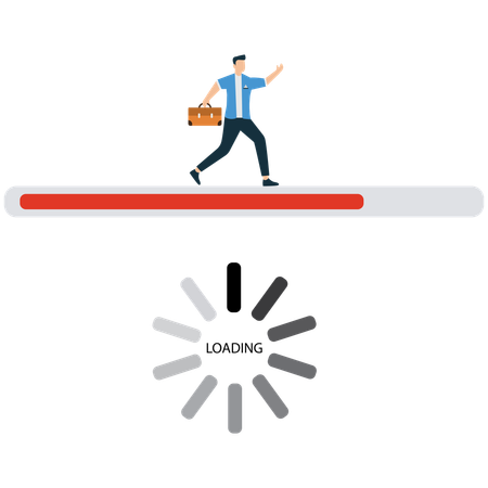Businessman Running Inside Progress Loading Bar  Illustration