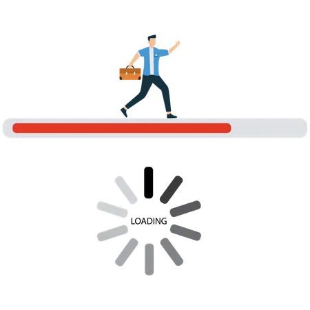 Businessman Running Inside Progress Loading Bar  Illustration