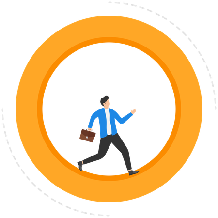 Businessman running inside wheel  Illustration